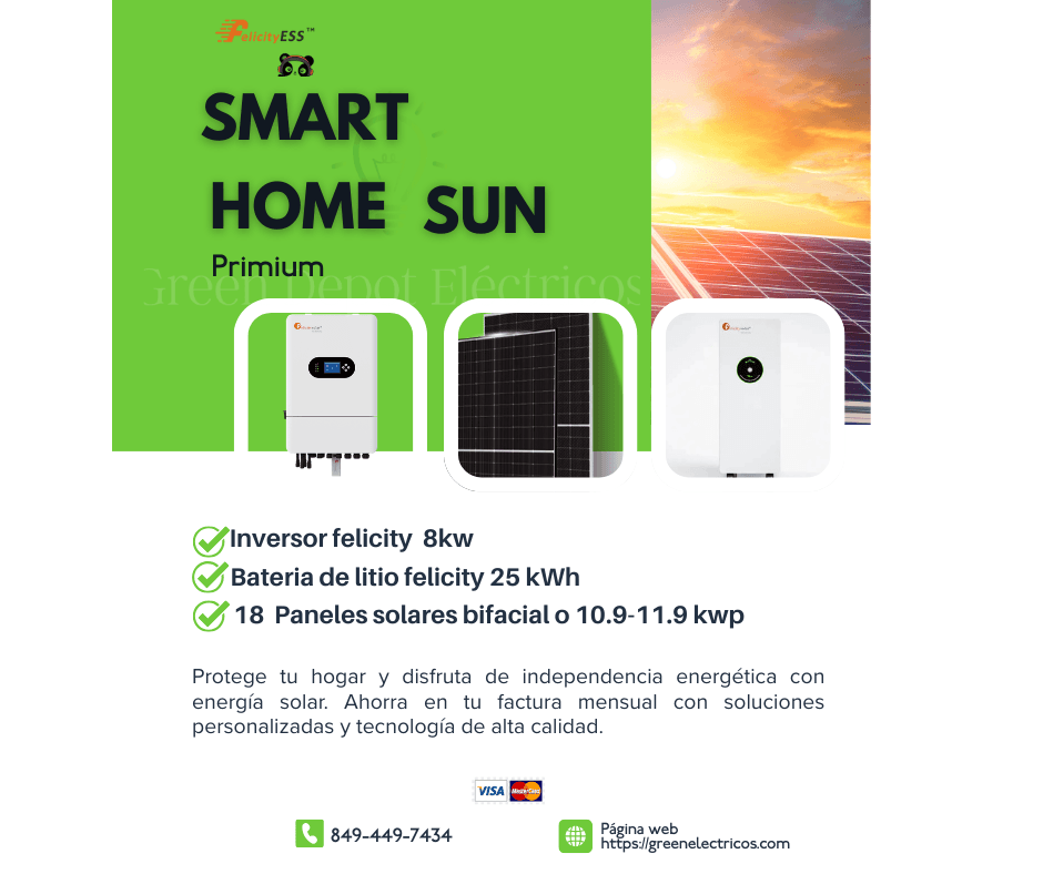 Kit Solar SUN Felicity 8kW Primium | 18 Paneles Bifaciales + Batería 25kWh