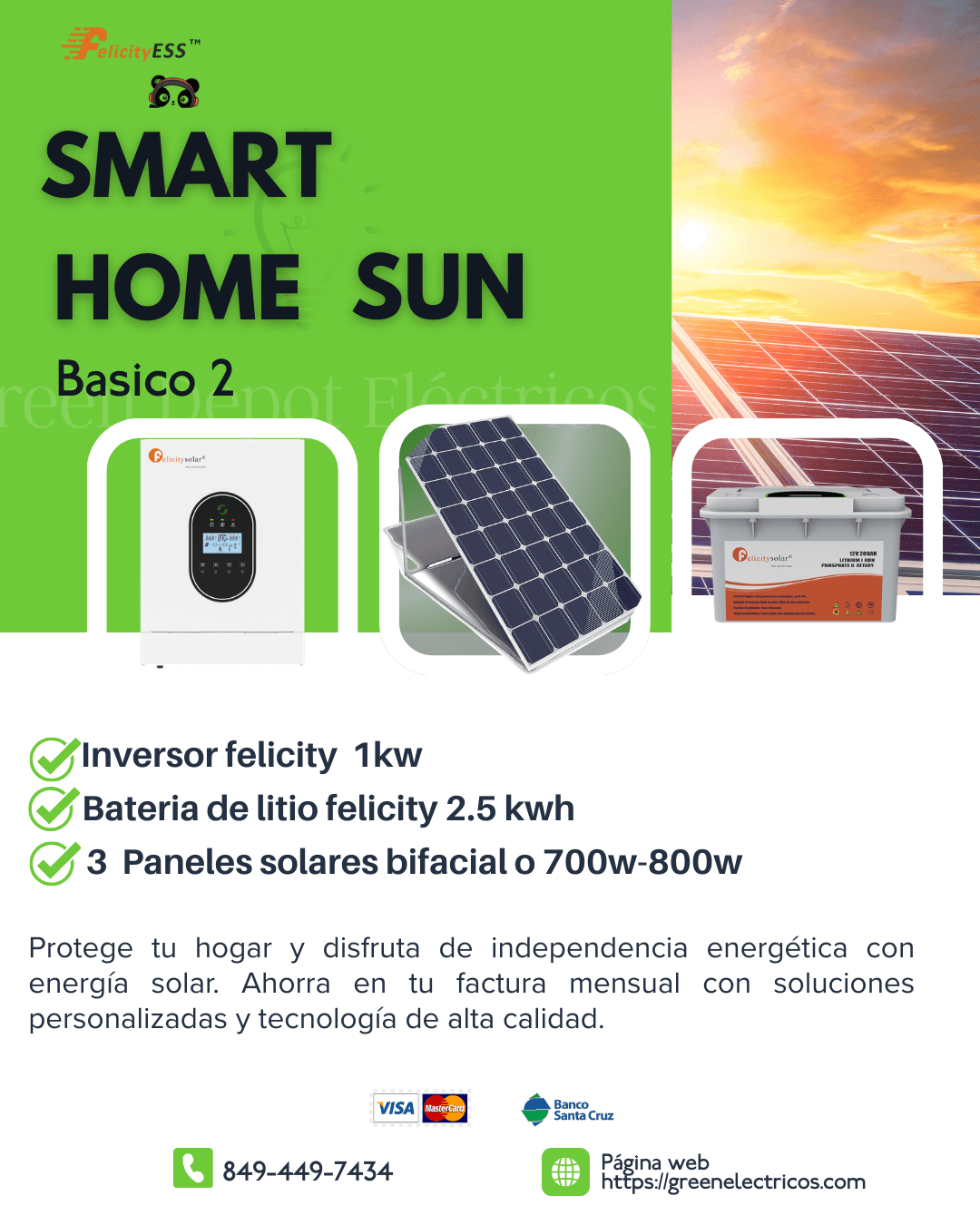 Kit Básico Paneles Solares Felicity 1kw-2.5hwh- Calidad y Economía